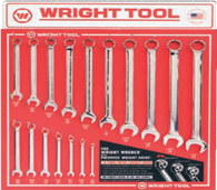 17 Pc. Fractional Combination Wrenches - Full Polish Finish-Wright Tools