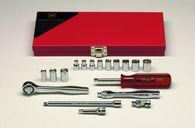 1/4" Dr., 18 Pc., 6 Pt Std & 8 Pt Std Socket Set, 3/16" - 1/2"-Wright Tools