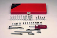 1/4" Dr., 34 Pc., 6, 8, 12 Pt Std., 6 & 12 Pt Deep Skts and Screwdriver Bit & Skt-Wright Tools