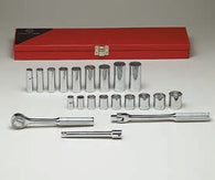 3/8" Dr., 21 Pc. 6 Pt. Std. & Deep Socket Set, 3/8" - 7/8"-Wright Tools