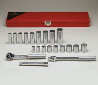 3/8" Dr., 21 Pc. 12 Pt. Std. & Deep Socket Set 3/8" to 7/8"-Wright Tools