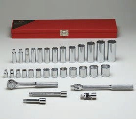 3/8" Dr., 31 Pc. 6 Pt. Std. & Deep Socket Set, 1/4" - 1"-Wright Tools