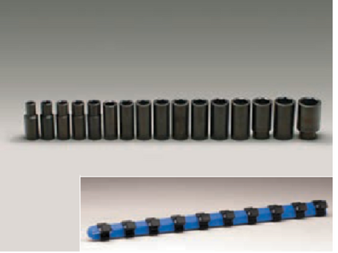 1/2" Dr., 16 Pc. Impact Metric Socket Set 10mm - 27mm, 6 Pt. Deep-Wright Tools