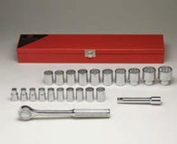 1/2" Dr., 22 Pc. 12 Pt. Std. Metric Socket Set, 9mm - 32mm-Wright Tools