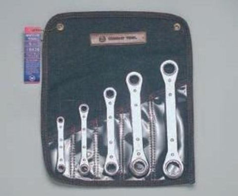 Ratchet Box Wrench Set of 5 (9381, 82, 83, 84, 86 w/Denim Tool Roll-Wright Tools
