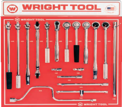 18 Pc. 1/2" Dr. Handles & Attachments-Wright Tools
