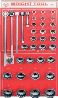 24 Pc. 1" Dr. 12 Pt. Standard Sockets, Handles & Attachments-Wright Tools