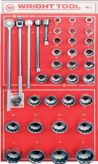 13 Pc. 1" Dr. 12 Pt. Standard Sockets, Handles & Attachments-Wright Tools