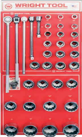 13 Pc. 1" Dr. 12 Pt. Standard Sockets, Handles & Attachments-Wright Tools