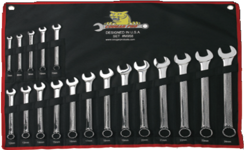 18 Pc. Full Polish Combination Wrench Set Metric (7mm to 24mm)-Cougar Pro
